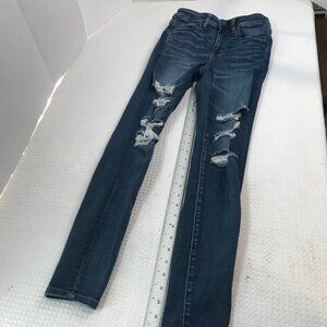 AMERICAN EAGLE WOMENS HI-RISE JEGGING DISTRESSED JEANS SIZE 6